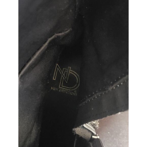 New Direction Black Suede Like Material Buckle Harness Strap High Heel Boots - Picture 9 of 10